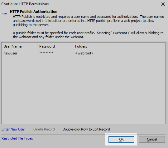 Save the HTTP Publish configuration.